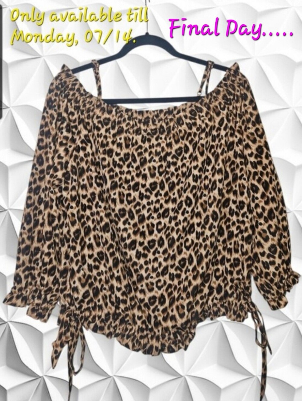 ​NWT Zenobia Leopard Print Cold Shoulder Top Plus Size 2X Blouse